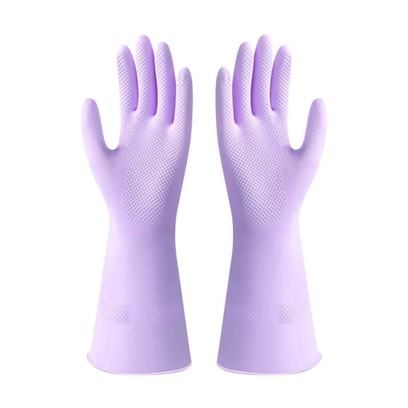 100Fens Household Rubber Gloves with Cotton Liner & Non-slip Grip, Waterproof Long Lasting Dishwashing Gloves for Kitchen & Bathroom Cleaning