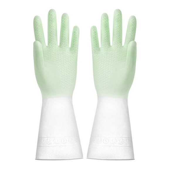100Fens Housework Cleaning Gloves Plastic Durable Dishwashing Gloves Rubber Latex Kitchen Cleaning Brush Pot Laundry Gloves