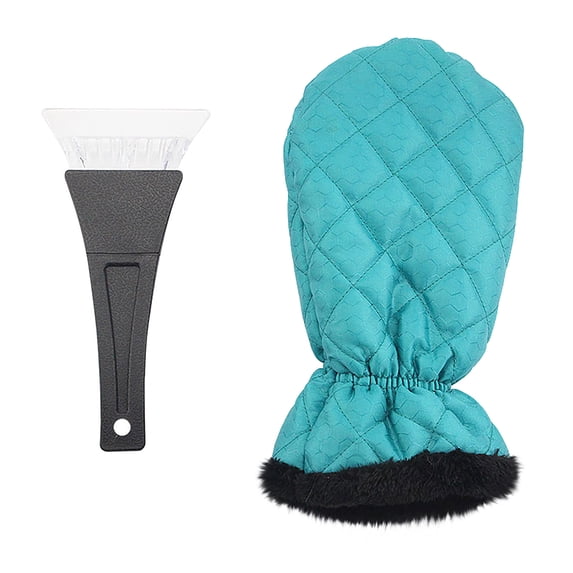 100Fens Ice Scraper Mitt for Car Windshield, Waterproof Snow Remover Scraper Glove with Thick Fleece Lining for Home Car Window Snow Remover Scratch-Free