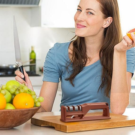 100Fens Knife Sharpeners - 4 in 1 Kitchen Knives Sharpening Tool, Polish Blades Manual Knife Sharpener Works for Steel Knives