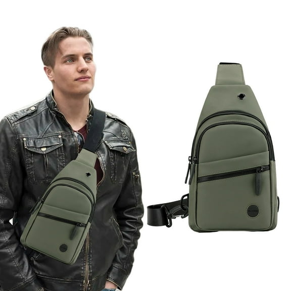 100Fens Men's High-end Bag Chest Bag with Headphone Port Removable Buckle Side Bag Travel Outdoor