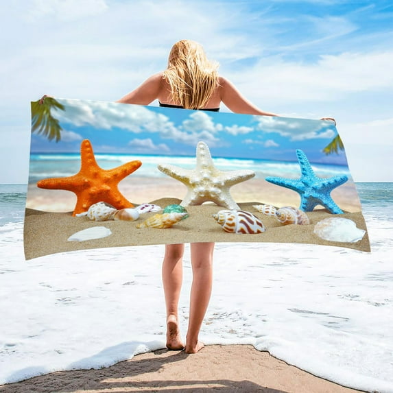 100Fens Microfiber Beach Towel Super Lightweight Colorful Bath Towel Sandproof Beach Blanket Multi-Purpose Towel For Travel Swimming Pool 30X60 Inch