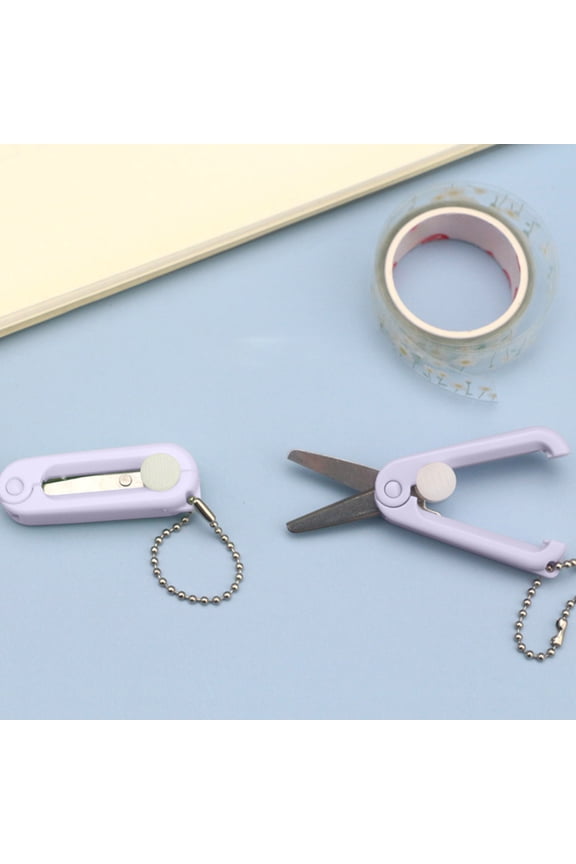 Mini Folding Scissors with Key Chain Mini Telescopic Small Foldable Scissors Portable Safe Pocket Travel Scissors Retractable Kids Shears Sharp for Cutting, Scrapbooking