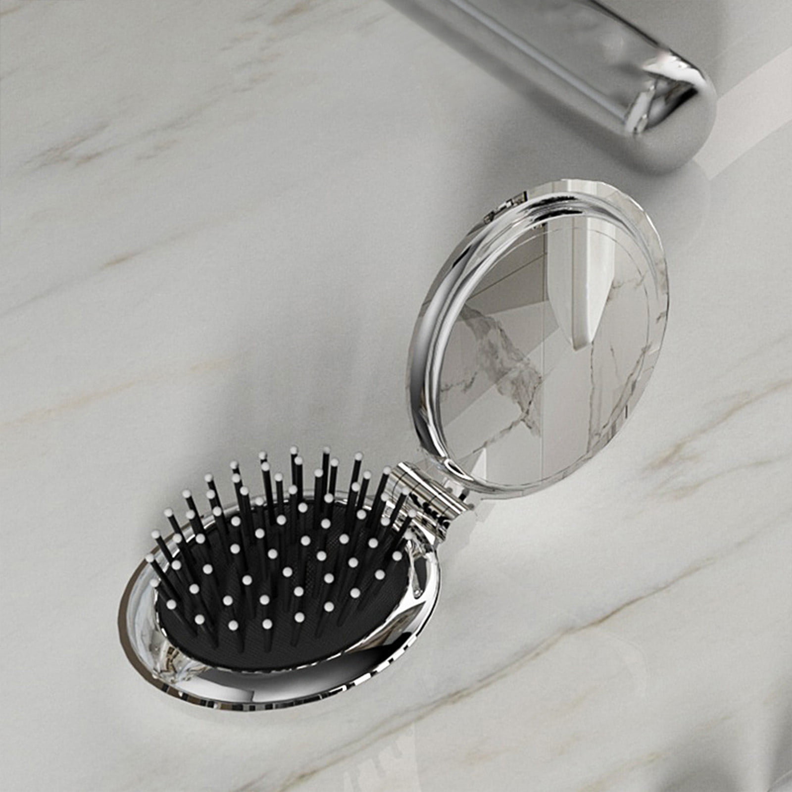 100Fens Mini Hair Brush For Purse,Pocket Hair Brush With Mirror For ...