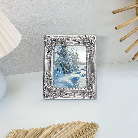 100Fens Mini House Miniature Scale Resin Silver Golden Picture Frame