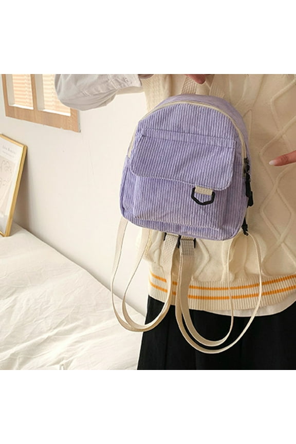 Mini Women Backpack Commuting Small Cosmetic Bag Corduroy Texture Student Versatile Schoolbag Adjustable Shoulder Strap Fashion Design