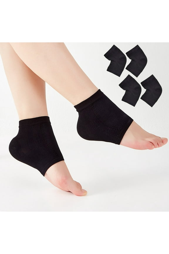 Moisturizing Gel Socks Repair Cracked Heels -Dry Foot Skin Open Toe Sock For Spa-Day Night Care For Women--Black