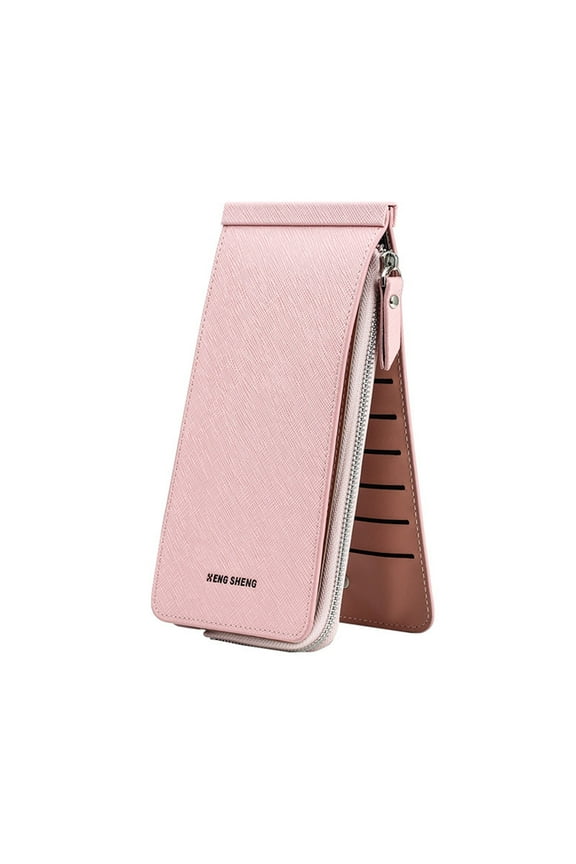 Multifunctional Long Wallet, Women Zipper Pocket Leather Credit Card Bifold Wallet With 26 Card Slots