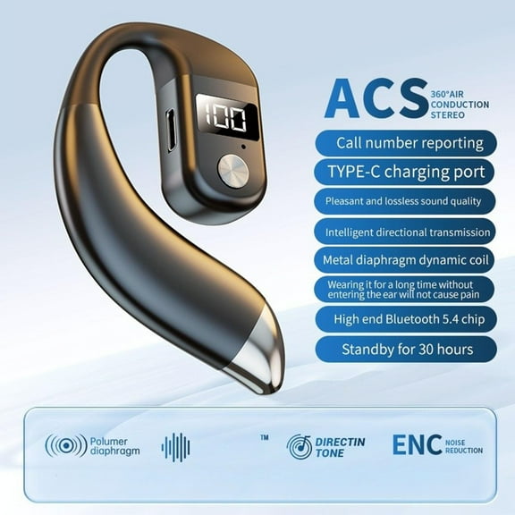 100Fens OWS Digital Display - Ear Bluetooth Headphone - Hook - Ear 30H Long Battery Life High