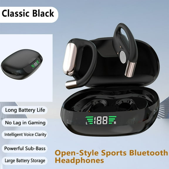 100Fens OWS Wireless Earbuds - Non - In - Ear Hook - Ear Long Battery Life Digital Display For Gaming Music Calls - Ideal For Outdoor Use