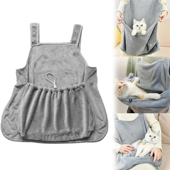 100Fens Pet Cat Sling Carrier Dog Carrying Bag Small Pet Sling Carrier with Pocket Chest Shoulder Back Indoor for Kittens Puppies Light Grey Not Touching Hair