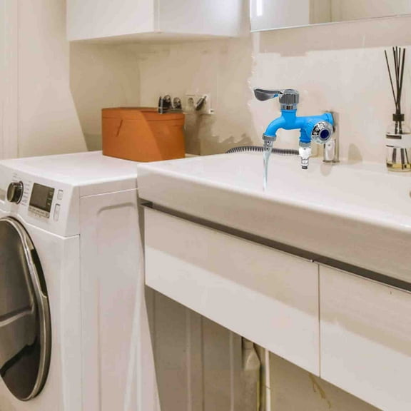 100Fens Plastic Washing Machine Faucet 4 Points Double Head Dual Use One Into Two Into The Wall Cold Faucet