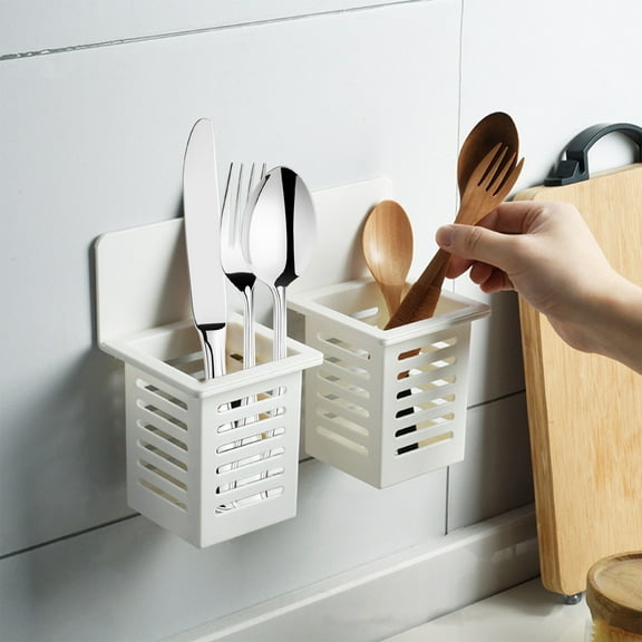 100Fens Punch Free Knife And Fork Storage Rack Wall Mounted Detachable Cutlery Storage Box With Traceless Sticker Installation