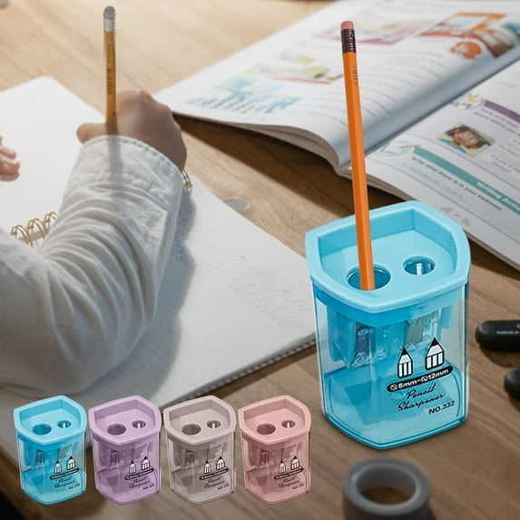 100Fens Rhombus Double Hole Transparent Pencil Sharpener Small Portable Rotary Pencil Sharpener Color