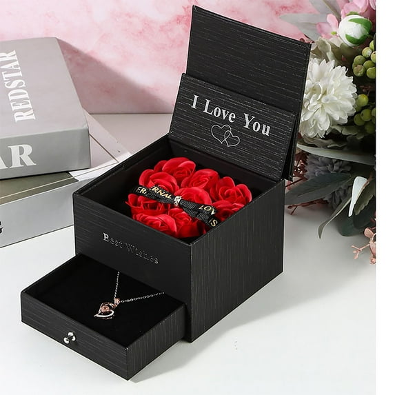 100Fens Rose Gift Box Lover Proposal Gift Jewelry Ring Rose Box Small Rose Necklace Gift Box