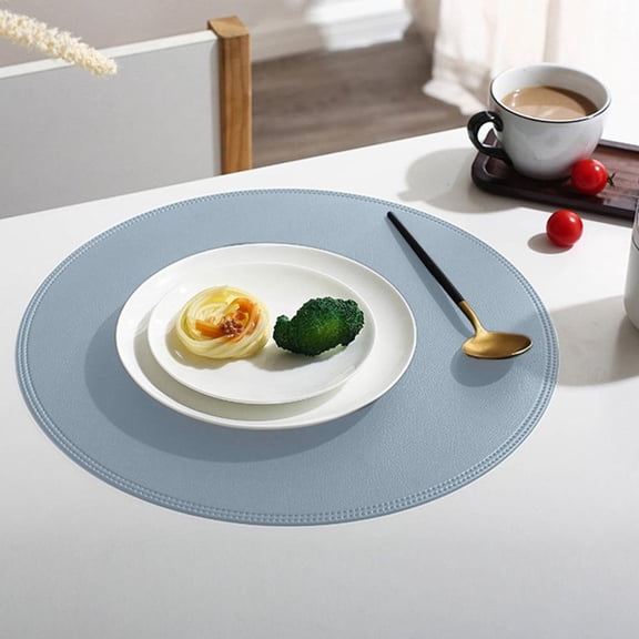 100Fens Round Leather Placemat Solid Colour Faux Leather Placemats,Coffee Mats,Kitchen Table Mats,,Easy To Clean Kitchen Table Mats