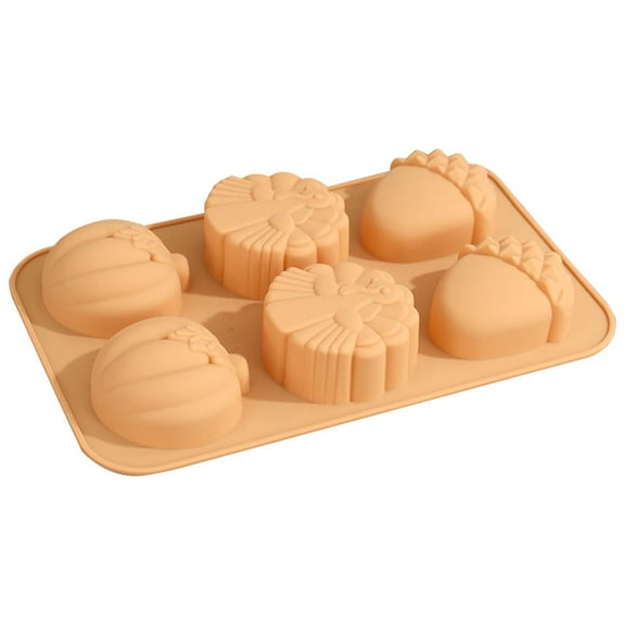 100Fens Silicone Pumpkin Soap Molds, 1 Pack, Muffin & Cake Pop Molds, Chocolate Bomb Molds, Thanksgiving Molds for Making Wax Candle