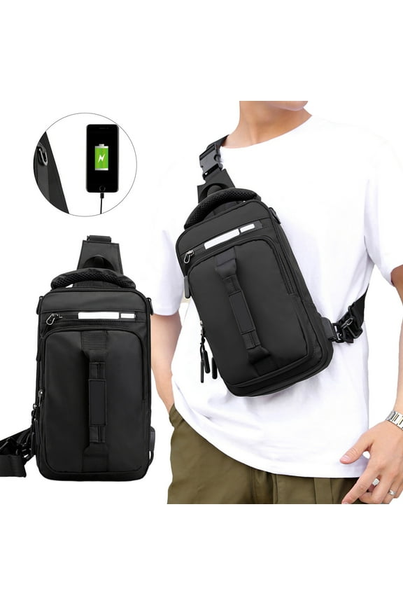 Sling Bag For Men Women Shoulder Backpack Chest Bags Daypack With Earphone Hole For Hiking Camping Outdoor Trip