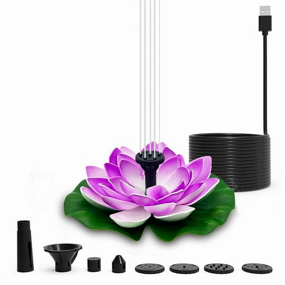 100Fens Solar Floating Outdoor Water Feature Garden Pond Water Feature Lotus Leaf Flower Combination