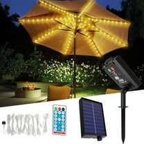 100Fens Solar Powered Patio Umbrella Lights, Waterproof Outdoor Patio with Remote Control 8 Modes Warm White LED String Lights for Garden Patio Camping Tent Party