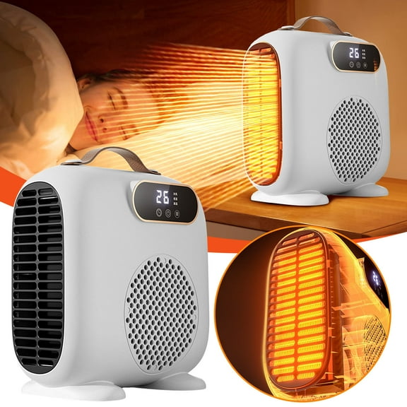 100Fens Space Heater Portable Electric Heaters For Indoor Use With Thermostat Digital Display Fan Mode 2000W Ceramic Fast Heat For Office Bedroom Home