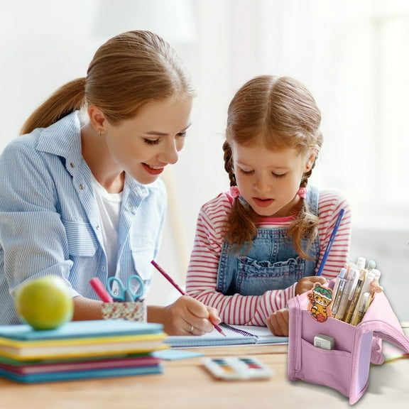 100Fens Standing Pen Case, Workspace Bag, Tech Accessories Organizer, Makeup Bag, Pencil Pouch Converts Into Smartphone Stand, Cosmetics Holder, and More