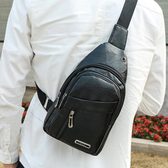 100Fens Strap Bag Crossbody Backpack With Usb Hole With Headphone Hole Strap Backpack Hiking Backpack Multipurpose Crossbody Chest Bag