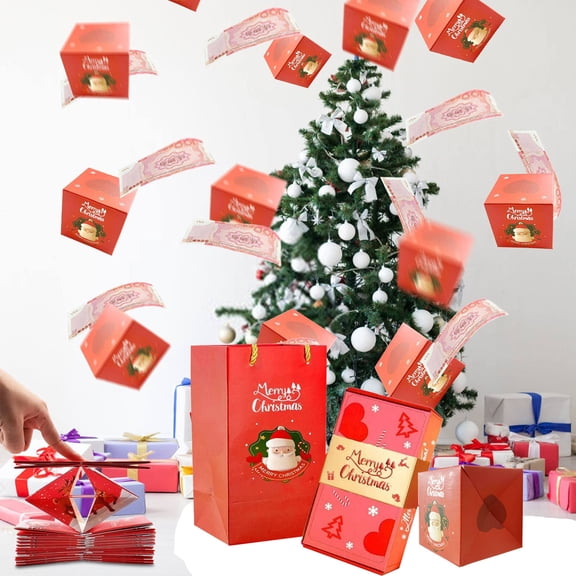100Fens Surprise Gift Box Explosion 2024 Merry Christmas Gift Boxes Explosion Gift Box Folding Bouncing Red Envelope Gift Box Xmas Birthday Surprise Blast Gift Boxes