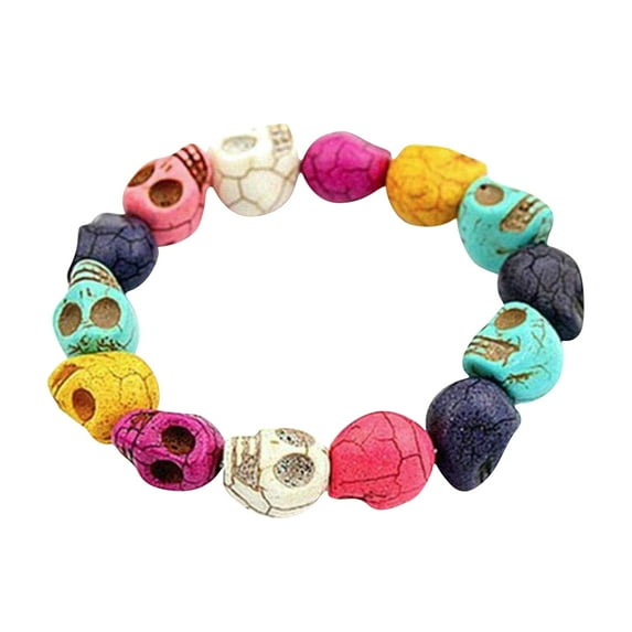 100Fens Turquoise Skull Bracelet Retro Jewelry Ghost Bracelet Personalized Skull Gift Bracelet