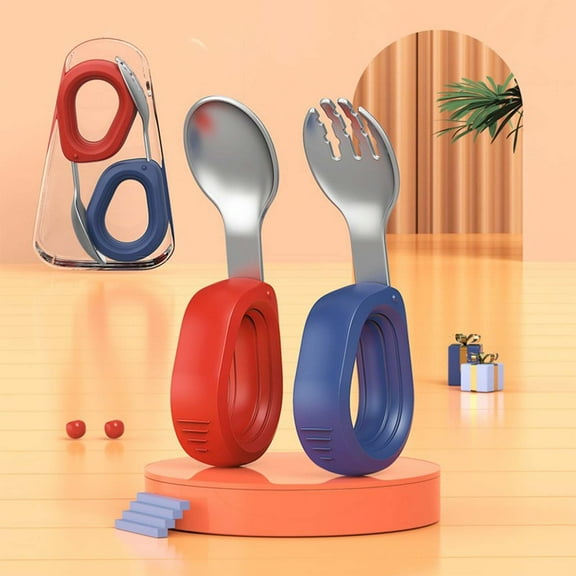 100Fens Utensils Baby Utensils Toddler Forks and Spoons Baby Forks and Spoons Set Kids Stainless Steel Silverware Set Children Safe Forks and Spoons self feedig-Dishwasher Safe