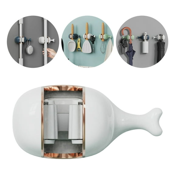 100Fens Wall Mounted Mop Organizer Brush Mop Hanger Storage Rack Kitchen Tool
