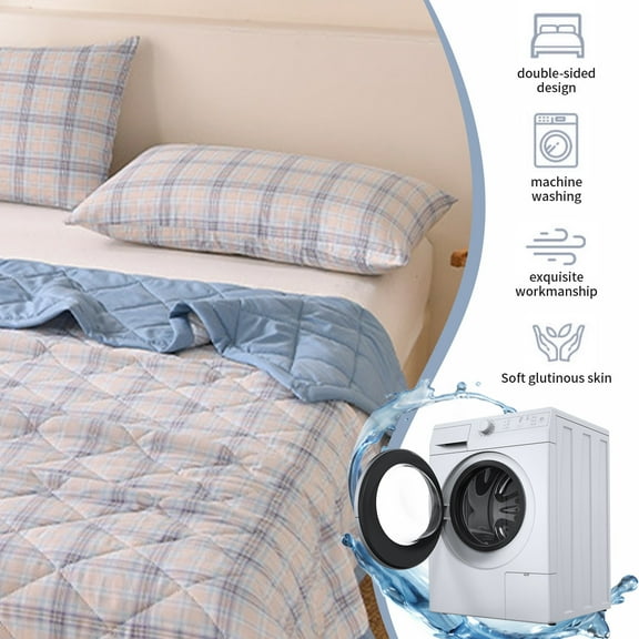 100Fens Washed Cotton Summer Quilt Summer Cool Quilt Air Conditioning Quilt Thin Quilt Embossed Gift Live Home Students Dormitory Quilt