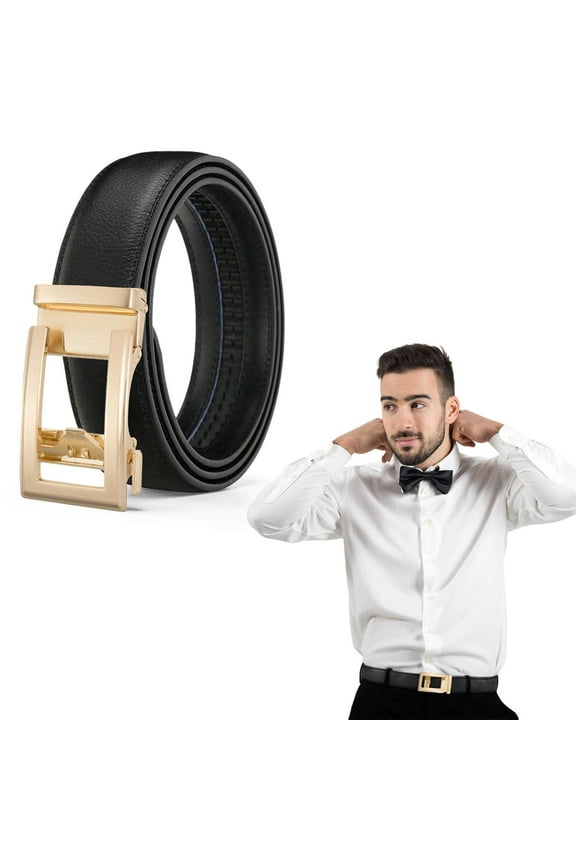 Women's Belt Automatic Leather Belt Men's Western Belt Easy-Click Women's Belt Decorative Waist Belt With-Coloured Buckle No Holes For Business Suit And Dr