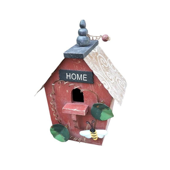 100Fens Wooden Bird House Nesting Box Hanging Bird Nests Home Garden Decoration