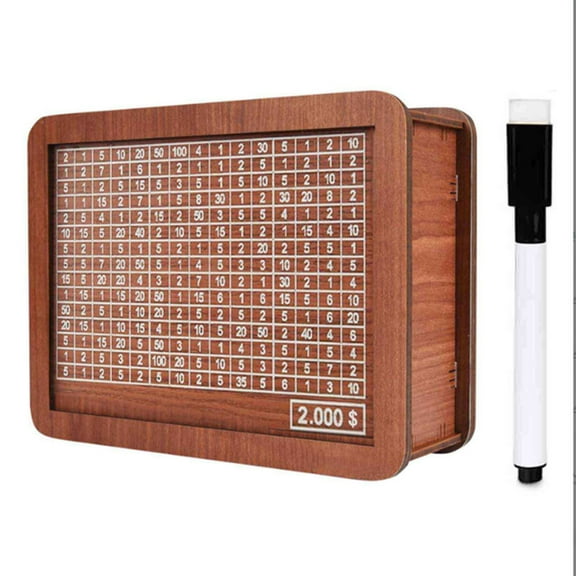 100Fens Wooden Money Box With Money And Numbers With Counter Crafts Portable Storage Case Money Saving Box For Adults Child