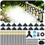 Gijjgole 100FT Garden Watering Kit with 16 Directional Sprinklers,Adjustable 360-Degree Rotating Misting Irrigation System,  16 Three-Way Connectors, Y Adapter and Hose Clamps – Ideal for Patio