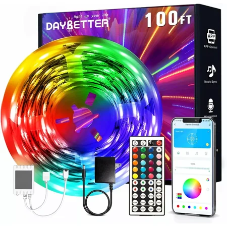 100Ft LED Strip Lights, Smart Light with App Remote Control, RGB LED Lights for
