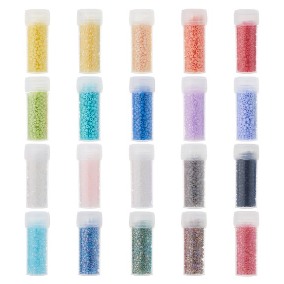 100G 20 Styles Cylinder Seed Beads Uniform Size Mixed Color 2x1.3~1.5mm Hole: 0.8~1mm about 440pcs/5g 5g/style