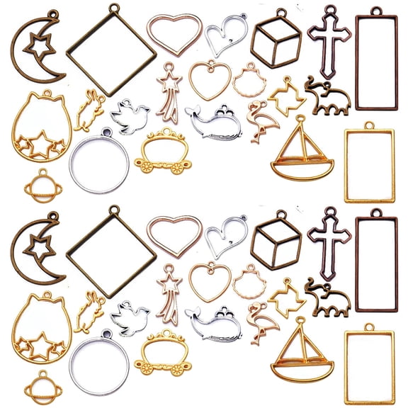 100G(5070Piece)  Resin Molds Open Back Pendants Blanks Frame Hollow Bezel Charms for Earrings Necklace Bracelet DIY Crafts Making Supplies