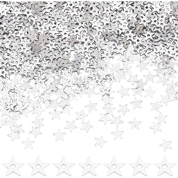 100G PVC Ornament Accessories Plastic Paillettes Star Silver 5.5x6x0.1mm Hole: 1mm