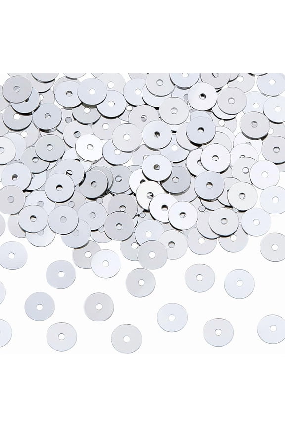 100G Silver Sequins for DIY Crafts 6mm Flat Sequins Flat Round Loose Sequins Sequins Bulk Pack Round Spangles with Hole for DIY DIY Sewing Embroidery Earrings Crafts Hole: 1mm