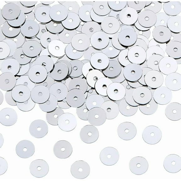 100G Silver Sequins forCrafts 6mm Flat Sequins Flat Round Loose Sequins Sequins Bulk Pack Round Spangles with Hole