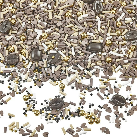 100G Sprinkle Craft Polymer Clay Sprinkles Bulk Black Brown Candy Dessert Cocoa Bean Chocolate Decoration Soft Mini Cabochons for Arts Cake Phone Case Scrapbooking DIY Crafts Supplies Brown DIY