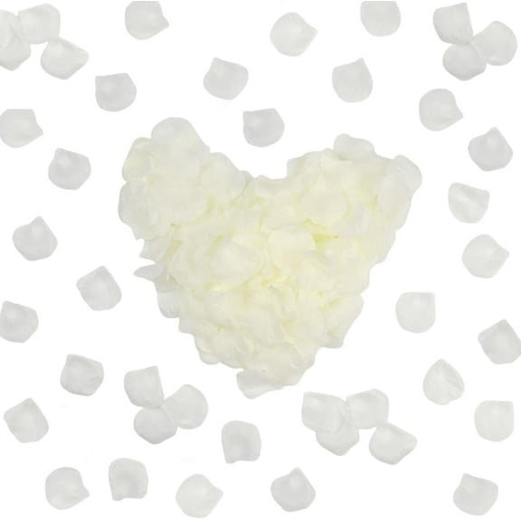 100G White Satin Rose Petals Artificial Flower Petals Bulk Reusable White Floral Basket Aisle Scatter Dinner Table Centerpieces Party Confetti for Wedding Proposal Romantic Night Decoration