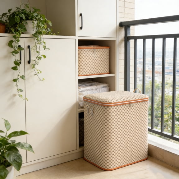 100L 19.7x19.7x15.7 Inch Large Storage Bag Extra Capacity Clothes Blanket Organizer Durable Non-Woven Fabric Waterproof Moving Box with Handles for Bedding Comforters Seasonal Items Packing