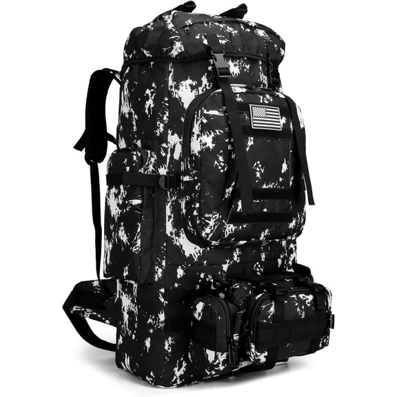 100L Camping Hiking Backpack Molle Rucksack Military Camping Backpacking Daypack (Black Lighting)