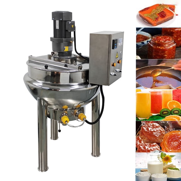 100L Commercial Vertical Jacketed Kettel Heating Steam Pot Cooking Machine for Soup Jams 220V