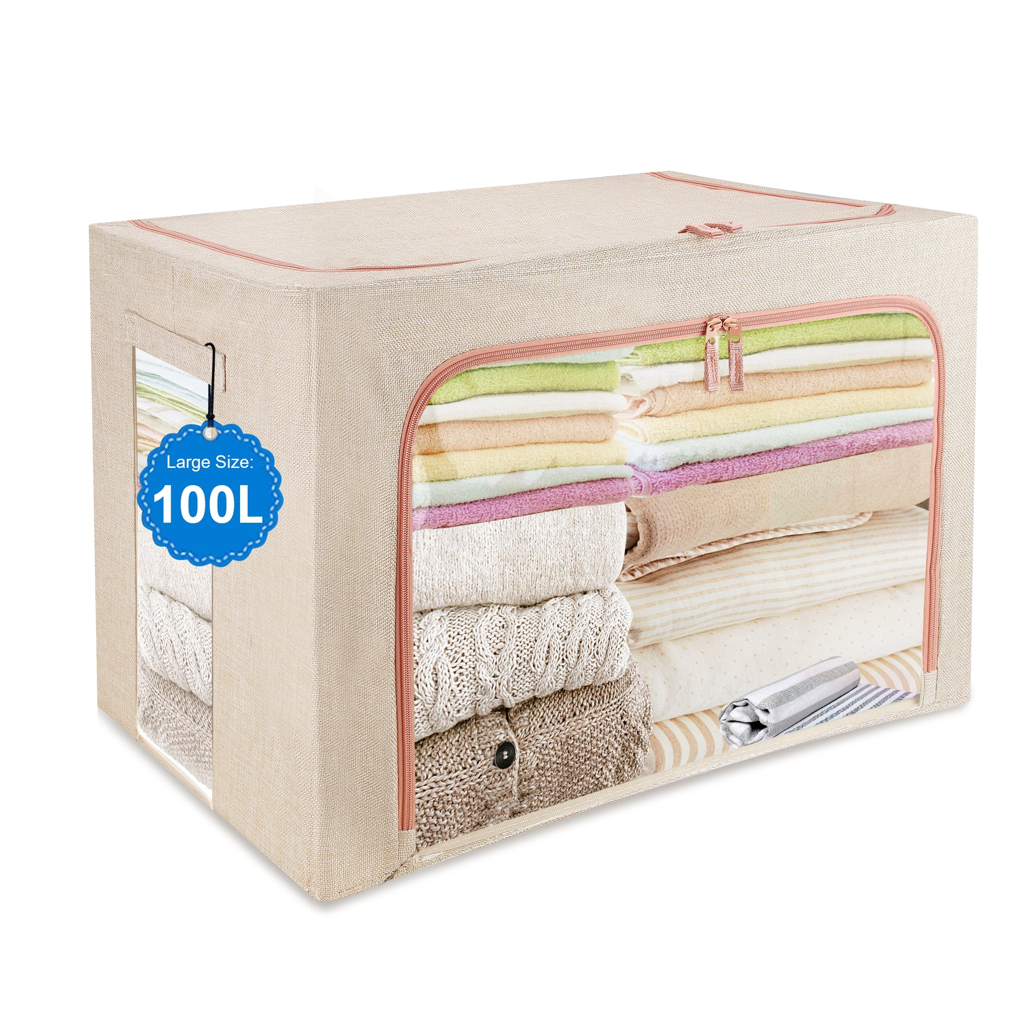 100L Extra Large Clothes Storage Organizer, Koite Clothing Storage Bags with Steel Frame / 2