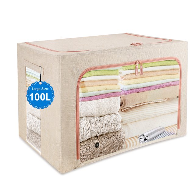 100L Extra Large Clothes Storage Organizer, Koite Clothing Storage Bags with Steel Frame / 2