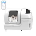 thumbnail image 1 of 100L Extra Large Self Cleaning Litter Box - APP Control Auto Deodorising Smart Safe & Secure Automatic Cat Litter Box, White, 1 of 5